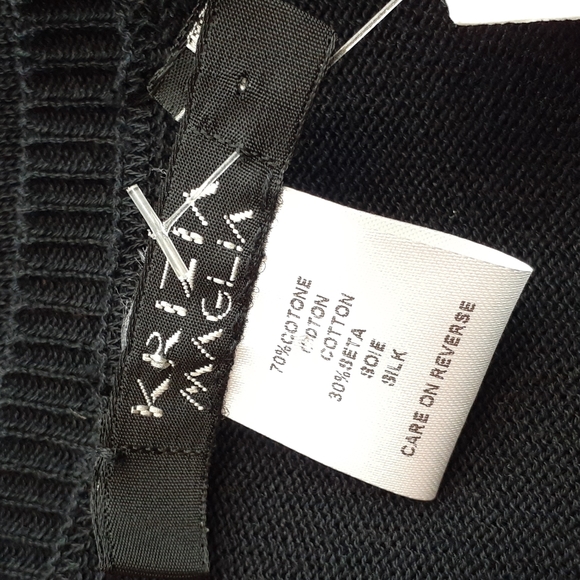 Krizia maglia long-sleeve navy blue white and red Daisy blouse size 12 - Picture 7 of 8